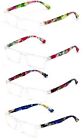 4 Pairs Women Rectangular Floral Reading Glasses - Clear Lens Flower Reader Lwv5