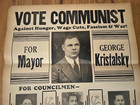 1934 Vote Communist Broadside Political Poster Hamtramck Michigan 22  By 14 