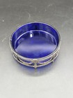 Antique French Sterling Silver Master Salt Cellar W  Cobalt Blue Glass Liner