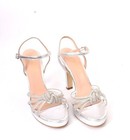 Vernissage 23862 Silver Leather Heel Slingback Platform Sandal Shoes 38   Us 8