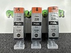 3pk Genuine Canon Oem 220 Black Ink Cartridges Pgi-220 Pgbk Three Pack