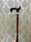Rosewood Walking Stick Brass 3 Fold Wooden Cane 37  Handmade Vintage Style