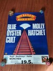 Vintage 1980s Blue Oyster Cult And Molly Hatchet Tour Band Poster Hot Rails Rock
