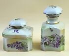 Rs Prussia Vanity Set Trinket Box powder Box   Perfume Bottle  Purple Leaves
