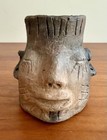 Ancient Pre Colombian Peruvian Peru Pottery Vessel Vase Jug Effigy 100- 200 Bc
