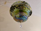 Carnival Moriage Green Glass Falkenstein Hanging Vintage Antique Light Swag Lamp