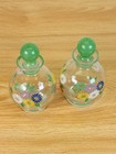Vintage Czechoslovakia Hand Painted Glass Perfume Bottles Pair Floral 