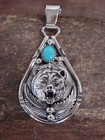 Native American Sterling Silver   Turquoise Bear Pendant - Morgan