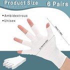 6 Pairs White Cotton Moisturizing Gloves Soft Fingerless Work Glove Liners Breat