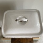 White Enamel Metal Rectangular Bread Bin Box W  Lid Handle  bread 