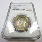 1915 Ngc Au58 - Great Britain Toned Half Crown 1 2c Coin  57950a