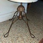 Early Industrial Wood   Twisted Metal Drafting Swivel Piano Stool Chair Mcm