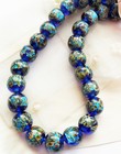 Handmade Lampwork Glass Beads Sparkling Blue 12mm Round 4 Beads   a4rr 
