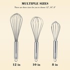 Nilehome Stainless Steel Whisk Set 8  10  12  Kitchen 3 Piece  Silver