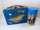 Vintage 1971 Harlem Globetrotters Metal Lunch Box Lunchbox Thermos Blue White