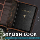 Elizo Leather Bible Cover Case For Men Women Genuine Leather Bible Bag Holder Cr