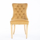 Set Of 2 Velevet Dining Chairs Kichen Chairs W  Gold Stainless Steel Legs Yellow