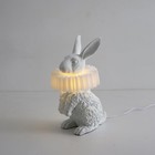 White Rabbit Lamp resin Crafted Scarf Bunny Table Lamp Featuring White Pleate   
