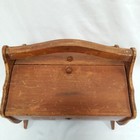 1940s Wood Sewing Box Round Basket 2 Flip Top Doors