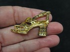 Vintage Gold Tone Rhinestone Shoe Brooch Contemporary
