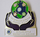 Lions Club Pin Seasons Of Love Dg Elisa Coyle 2019-2020 Large Gold Tone Globe