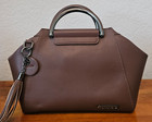 New Namaste Maker s Satchel Knitting Bag  Crossbody  Vegan Leather  Brown Disc 