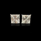 14k  White Gold Heavy Basket Square Aaa Quality Cz Stud Earrings With Push Back