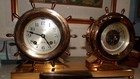 1941 2 Chelsea Yacht Wheel Ships Bell Clock   Barometer Bronze copper Runs