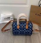 Nwt Coach Mini Rowan Crossbody Bag In Signature Denim With Cherry Charm Cy742