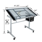 Adjustable Rolling Drawing Drafting Table Art Craft Tempered Glass Work Station
