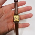 2000s Vintage Style Rectangular Gold Luxury Watch With Leather Band