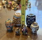 Vintage Lot Miniature Chinese Blue   White Porcelain Vases Ginger Jars Fish