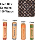 100pcs Assorted Heavy Duty Preformed Coin Wrappers Rolls - Quarters  Pennies