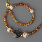 Ancient Carnelian Necklace Featuring Etched Agate Pendant And Eye Beads