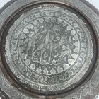 Antique Middle Eastern Persian Ghalamzani Hammered Metal Tray  2