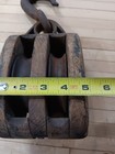 Antique Union Hardware Double Pulley Block And Tackle     Wood   Iron  Rustic Naut