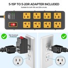 20 Amp Heavy Duty Power Strip 8-outlet 1960j Surge Protector true 20a Compliant