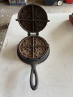 Antique Cast Iron Waffle Iron With Fleur De Lis Pattern