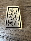 Alice Seely Petroglyph Panel Brooch Pewter Signed 2000 Modernist Pin Vintage