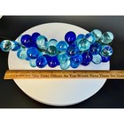 Vintage Mid-century Glass Grape Cluster     Cobalt   Aqua Blue  10 