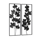 Metal Floral Home Wall Decor Orchid Wall Sculpture With Black Frame  Set Of 2   