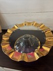 Annieglass 24k Gold Ruffle Pedestal Cake Plate Vintage Signed 1999 14   