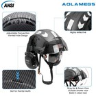 Carbon Fiber Safety Helmet With Build In Visor Earmuffs And Reflective Stickers
