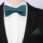 Bow Ties For Men Teal Bow Tie Self Tie And Pocket Square Set Formal Dark Cyan   