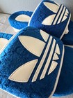 Gucci X Adidas Collaboration Platform Slides In Blue   White