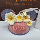  new  Disney Aulani Mickey Minnie Mouse Ears Purple Glitter Christmas Ornament