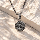 Sterling Silver Floral Round Pendant     Vintage Inspired Ornate Scrollwork Charm 