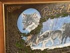 Vintage 1990 Pabst Blue Ribbon Wolves Mirror Bar Sign Wildlife Collection 28x16