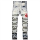 Style Vintage Ripped Patch Embroidery Skinny Stretch High Street Mid Waist Jeans
