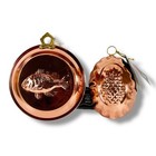 Set Of 2 Copper   Brass Jello Salad Molds Fish   Pineapple With Tags Old Dutch